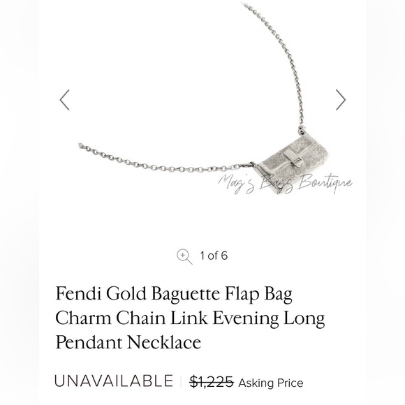 Fendi: Baguette Bag Silver Necklace *RARE* - Picture 4 of 10